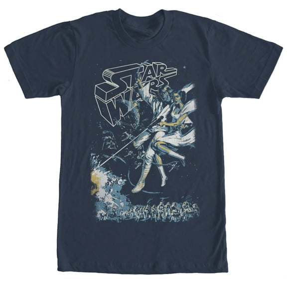 Men's Star Wars Luke Skywalker and Princess Leia  Graphic Tee Navy Blue Large