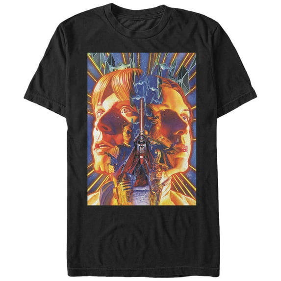 Men's Star Wars Luke and Leia Face Off Graphic Tee Black Medium
