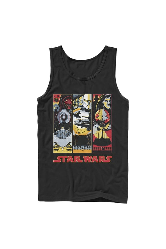 Men's Star Wars Maul Trooper Anakin Retro Panels Tank Top Black 2X Large
