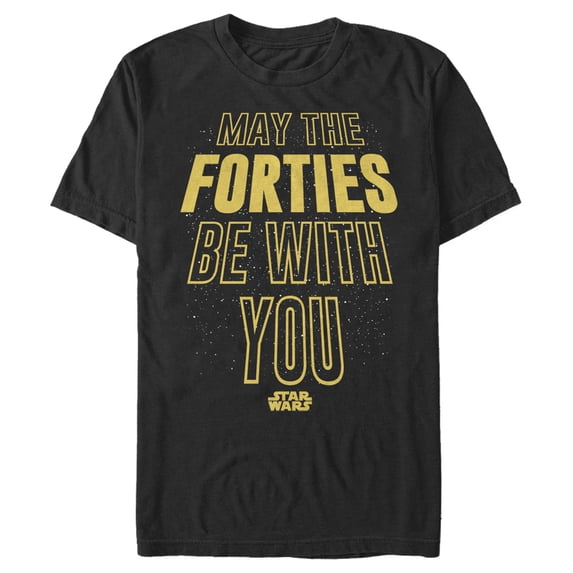Men's Star Wars May The Forties Be With You Text Scroll Graphic Tee Black 5X Large