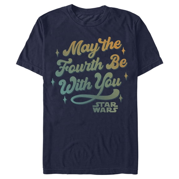 Men's Star Wars May the Fourth Be With You Retro Logo Graphic Tee Navy Blue 2X Large