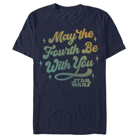 Men's Star Wars May the Fourth Be With You Retro Logo Graphic Tee Navy Blue Small