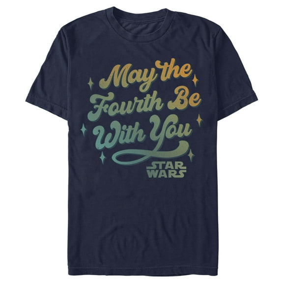 Men's Star Wars May the Fourth Be With You Retro Logo Graphic Tee Navy Blue Small