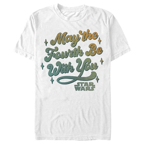 Men's Star Wars May the Fourth Be With You Retro Logo Graphic Tee White Medium