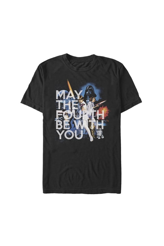 Men's Star Wars May the Fourth Classic Scene Graphic Tee Black 5X Large