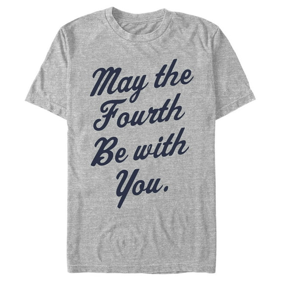 Men's Star Wars May the Fourth Cursive  Graphic Tee Athletic Heather 2X Large