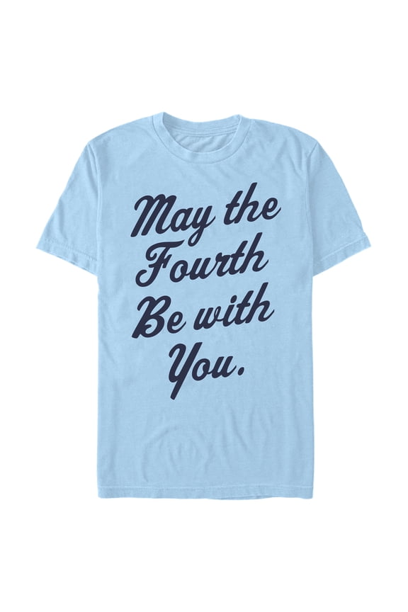 Men's Star Wars May the Fourth Cursive Graphic Tee Light Blue Large