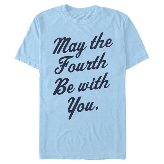Men's Star Wars May the Fourth Cursive Graphic Tee Light Blue Large