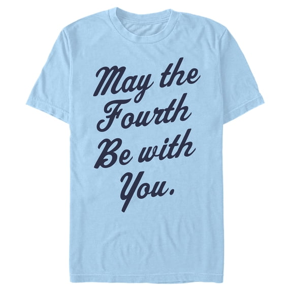 Men's Star Wars May the Fourth Cursive Graphic Tee Light Blue Medium