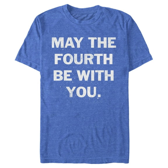Men's Star Wars May the Fourth Space Graphic Tee Royal Blue Heather Large