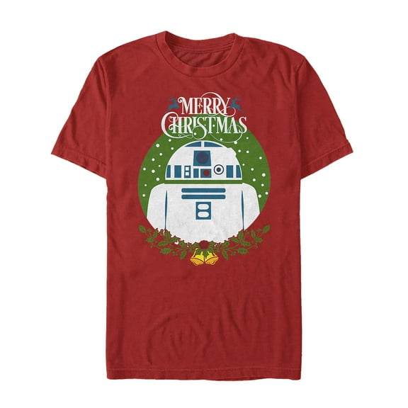 Men's Star Wars Merry Christmas R2-D2 Graphic Tee Red 2X Large