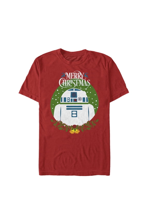 Men's Star Wars Merry Christmas R2-D2 Graphic Tee Red 2X Large