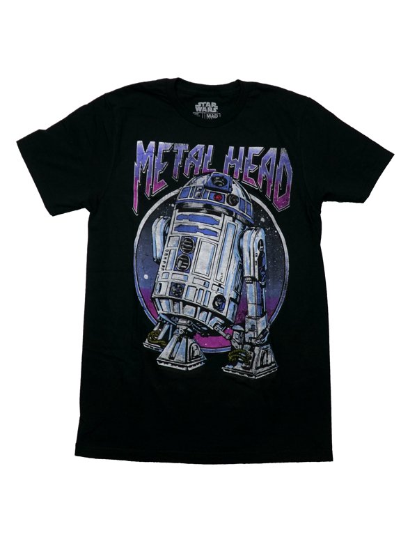 Star Wars Mens T-Shirt - R2-D2 Sketched Metal Head (Small)