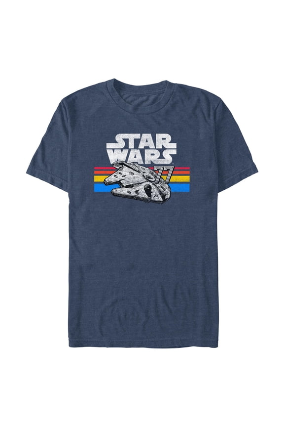 Mens Star Wars Millennium Falcon 77' Vintage Stripes T Shirt