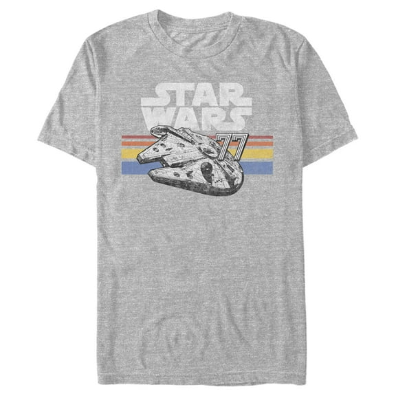 Men's Star Wars Millennium Falcon 77' Vintage Stripes Graphic Tee Athletic Heather Small