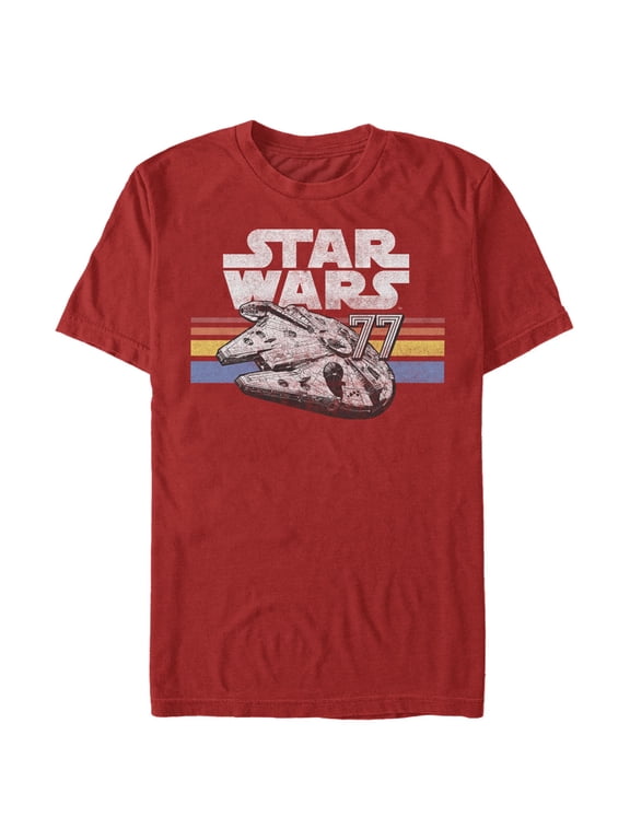 Men's Star Wars Millennium Falcon 77' Vintage Stripes Graphic Tee Red Large