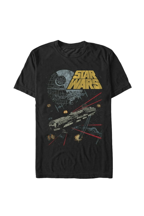 Men's Star Wars Millennium Falcon Battle Graphic Tee Black X Large