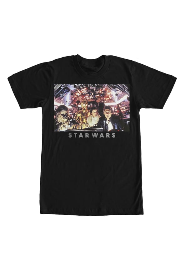 Men's Star Wars Millennium Falcon Cockpit Crew Graphic Tee Black Large