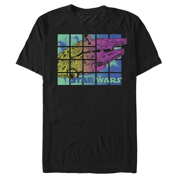 Men's Star Wars Millennium Falcon Color Tile  Graphic Tee Black 4X Large