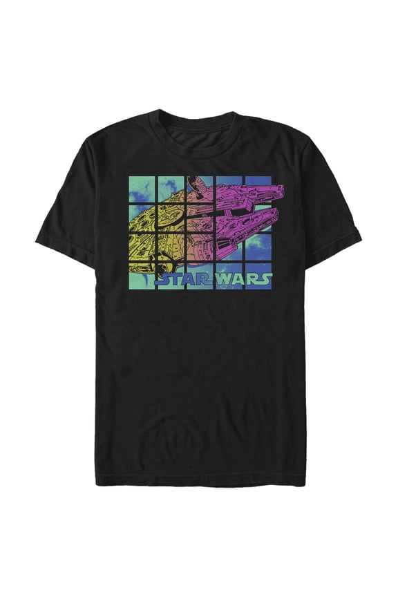Men's Star Wars Millennium Falcon Color Tile Graphic Tee Black Medium