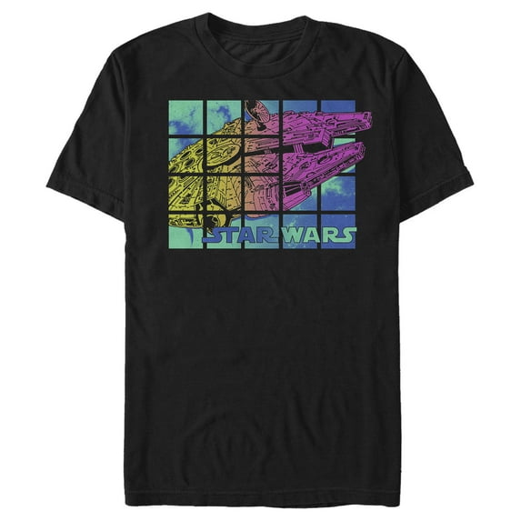 Men's Star Wars Millennium Falcon Color Tile Graphic Tee Black Medium