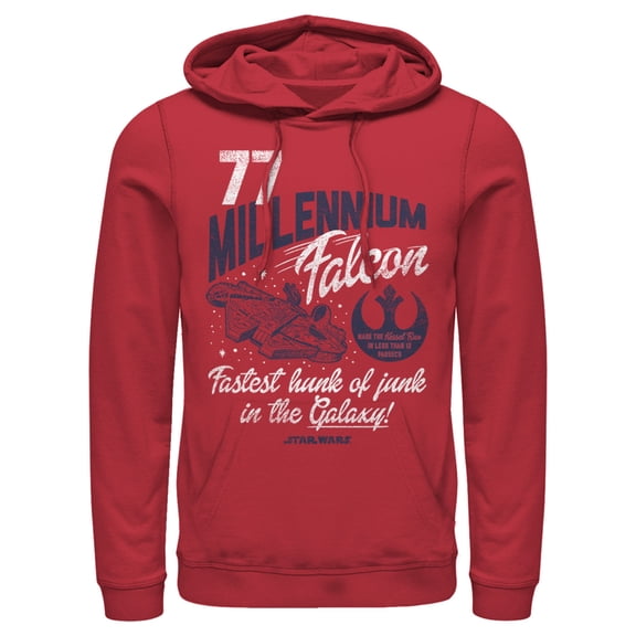 Men's Star Wars Millennium Falcon Fastest Junk 77 Pull Over Hoodie Red Small