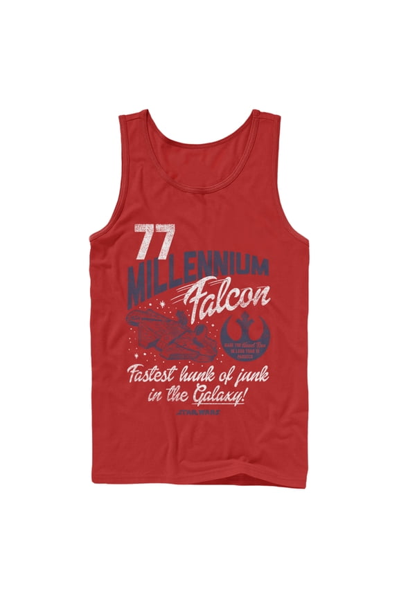 Men's Star Wars Millennium Falcon Fastest Junk 77 Tank Top Red Large