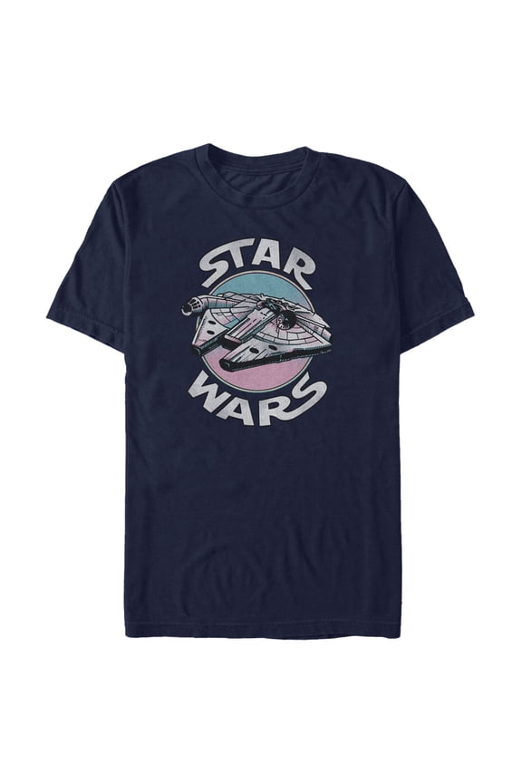 Men's Star Wars Millennium Falcon Gradient Circle Graphic Tee Navy Blue Large