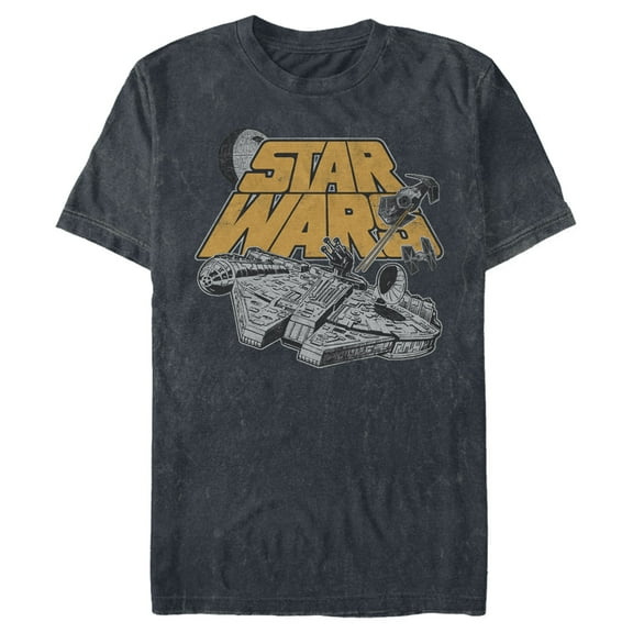 Men's Star Wars Millennium Falcon Heated Chase  Graphic Tee Navy Blue Small