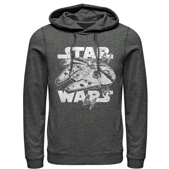 Men's Star Wars Millennium Falcon Initiate Hyperdrive  Pull Over Hoodie Charcoal Heather 2X Large
