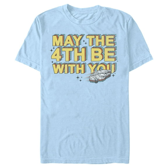 Men's Star Wars Millennium Falcon May the 4th Be With You  Graphic Tee Light Blue Small