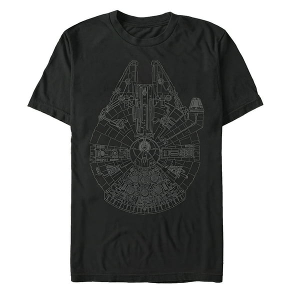Men's Star Wars Millennium Falcon Outline Graphic Tee Black 5X Large