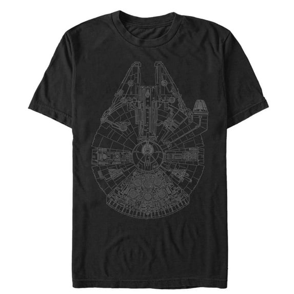 Men's Star Wars Millennium Falcon Outline Graphic Tee Black Small