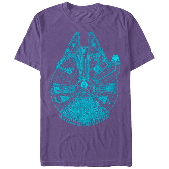 Men's Star Wars Millennium Falcon Outline  Graphic Tee Purple 2X Large