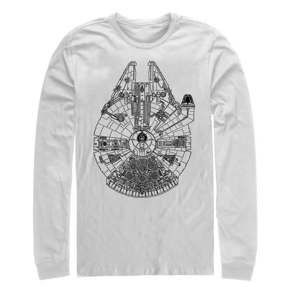 Men's Star Wars Millennium Falcon Outline  Long Sleeve Shirt White Large