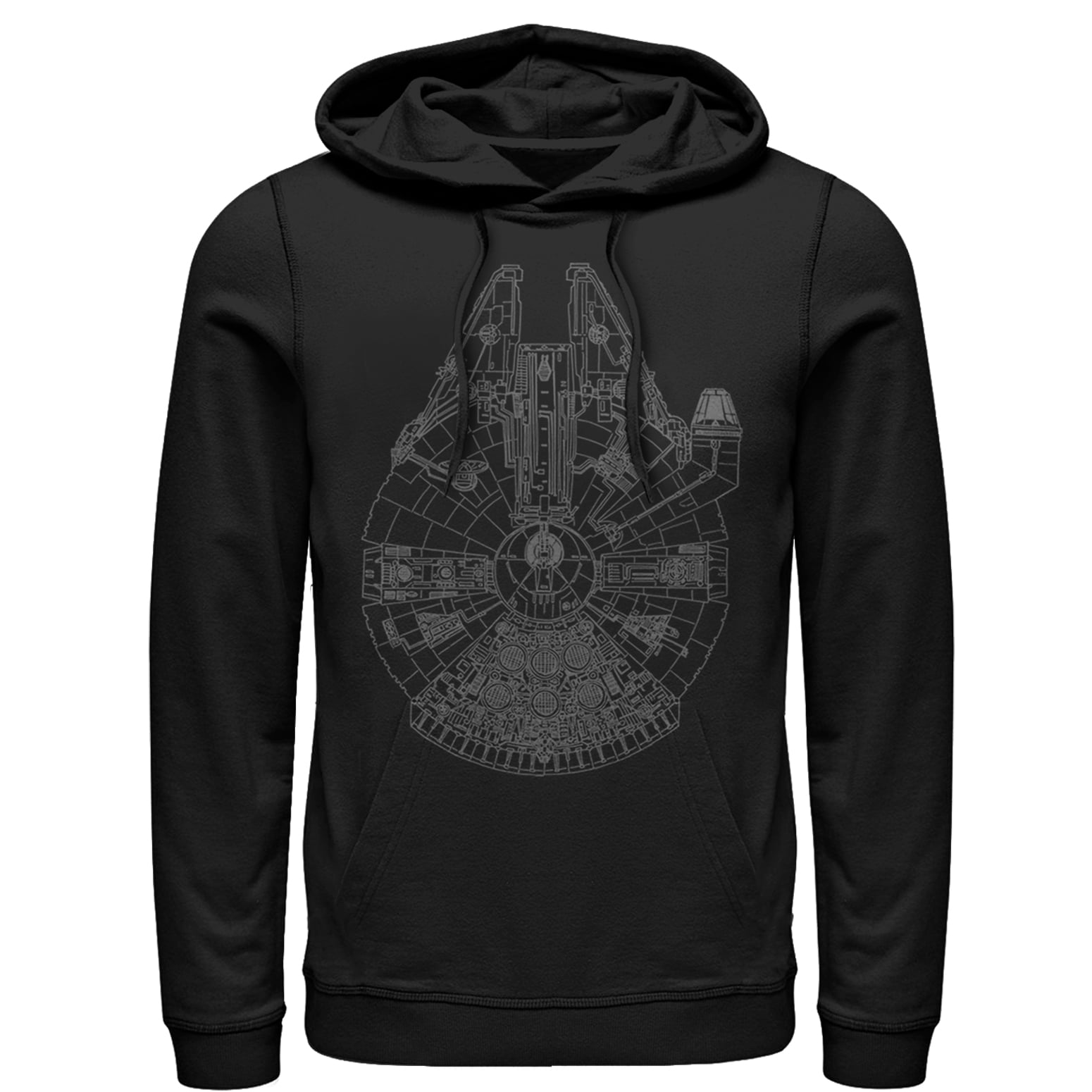 Men s Star Wars Millennium Falcon Outline Pull Over Hoodie Black Medium