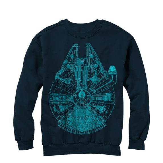 Men's Star Wars Millennium Falcon Outline Sweatshirt Navy Blue Small