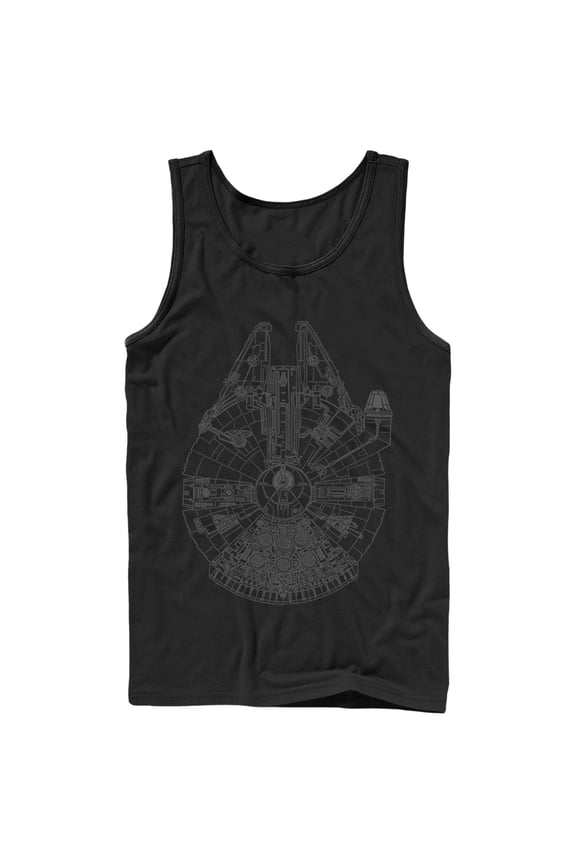 Men's Star Wars Millennium Falcon Outline Tank Top Black X Large