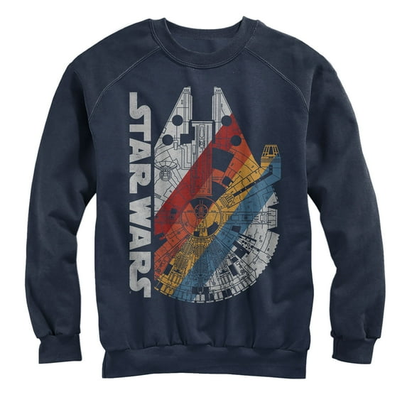 Men's Star Wars Millennium Falcon Rainbow Sweatshirt Navy Blue 3X Large