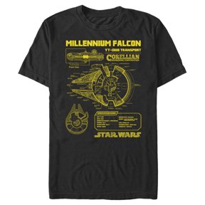Men's Star Wars Millennium Falcon Schematics Graphic Tee Black Medium