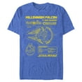 thumbnail image 1 of Men's Star Wars Millennium Falcon Schematics Graphic Tee Royal Blue Heather 3X Large, 1 of 4