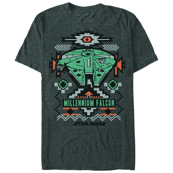 Men's Star Wars Millennium Falcon Southwest Print Graphic Tee Charcoal Heather X Large