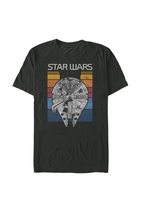 Men's Star Wars Millennium Falcon Time Warp Stripes Graphic Tee Black 4X Big Tall