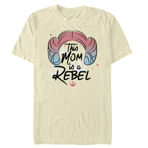 Men's Star Wars Mother's Day Leia Rebel Mom  Graphic Tee Cream Large