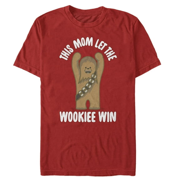 Men's Star Wars Mother's Day Mom Let Wookiee Win  Graphic Tee Red 2X Large