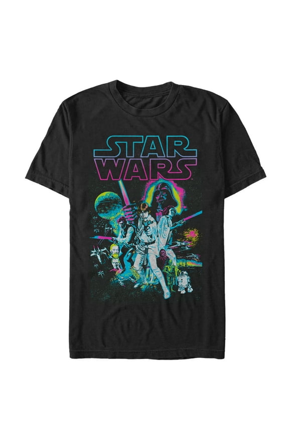 Men's Star Wars Neon Collage Graphic Tee Black 2X Large