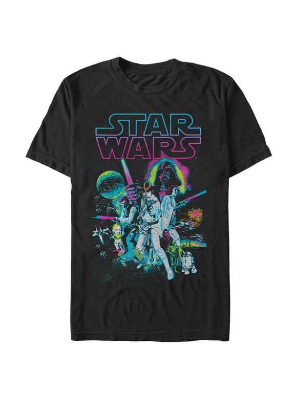 Men's Star Wars Neon Collage Graphic Tee Black Large