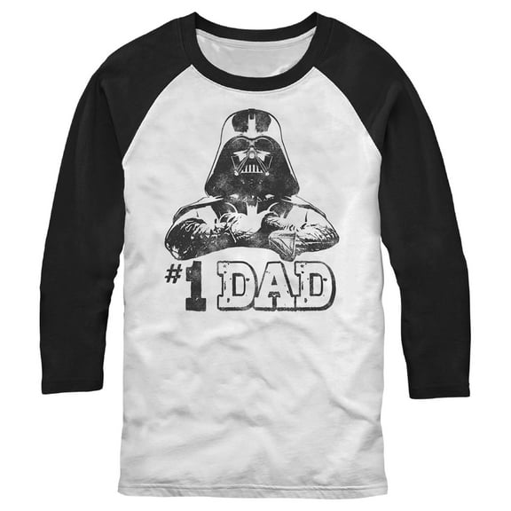Men's Star Wars Number One Dad Darth Vader Black  Baseball Graphic Tee White/Black X Large