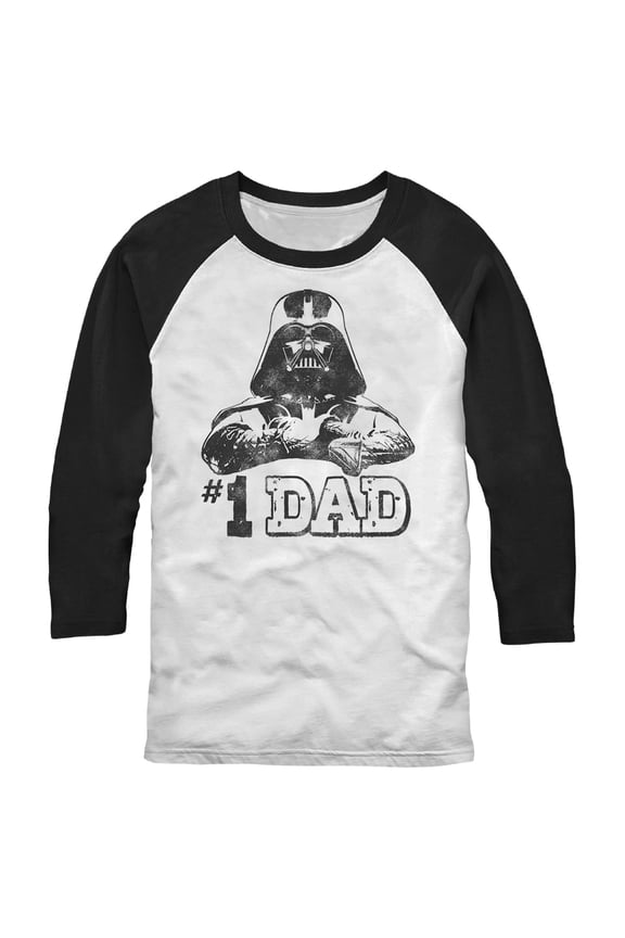 Men's Star Wars Number One Dad Darth Vader Black  Baseball Graphic Tee White/Black X Large