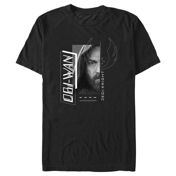 Men's Star Wars: Obi-Wan Kenobi Jedi Knight Kenobi Grayscale Portrait Graphic Tee Black / Jedi Knight 3X Large